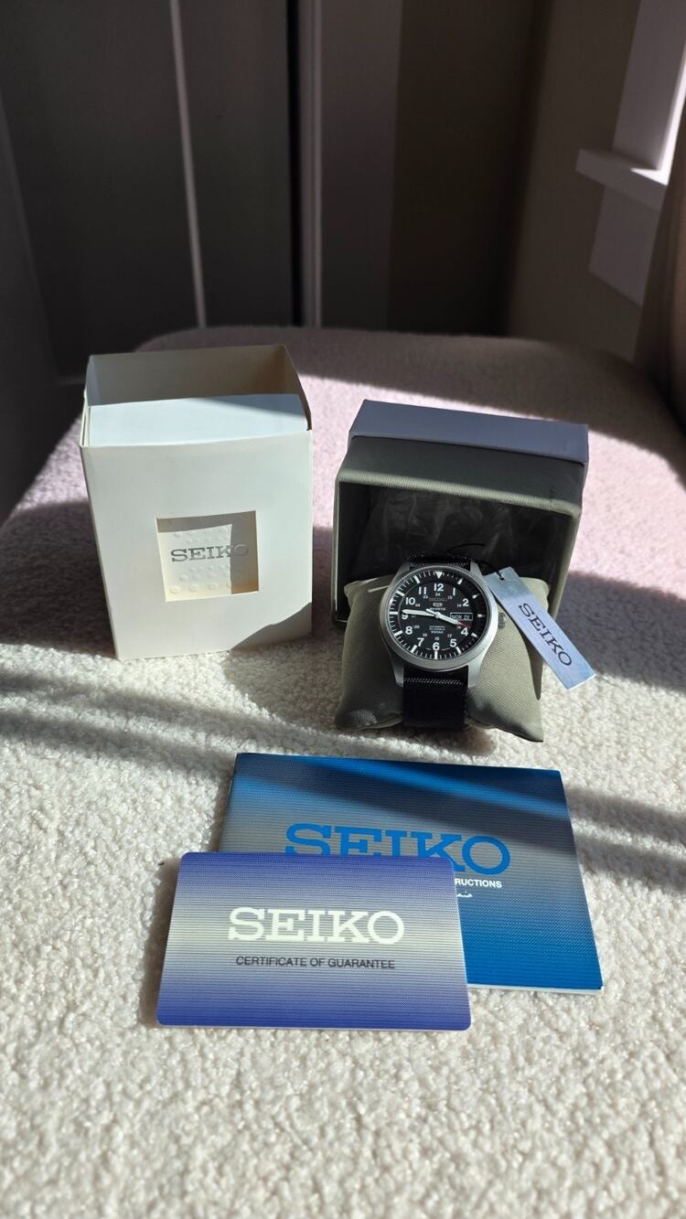 SEIKO 5 SPORTS Automatic Japan Black Nylon Strap Watch with Box and COA